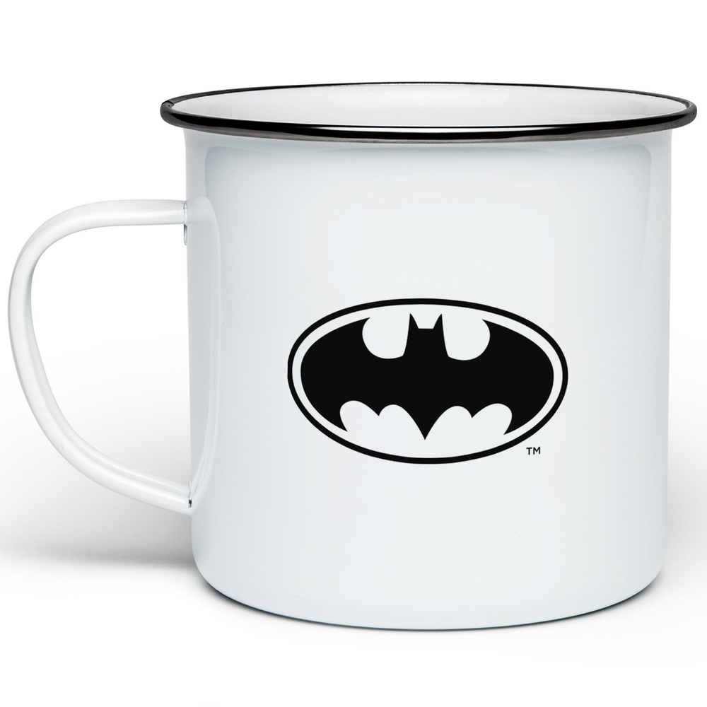 Batman Logo Enamel Mug - White Image 1