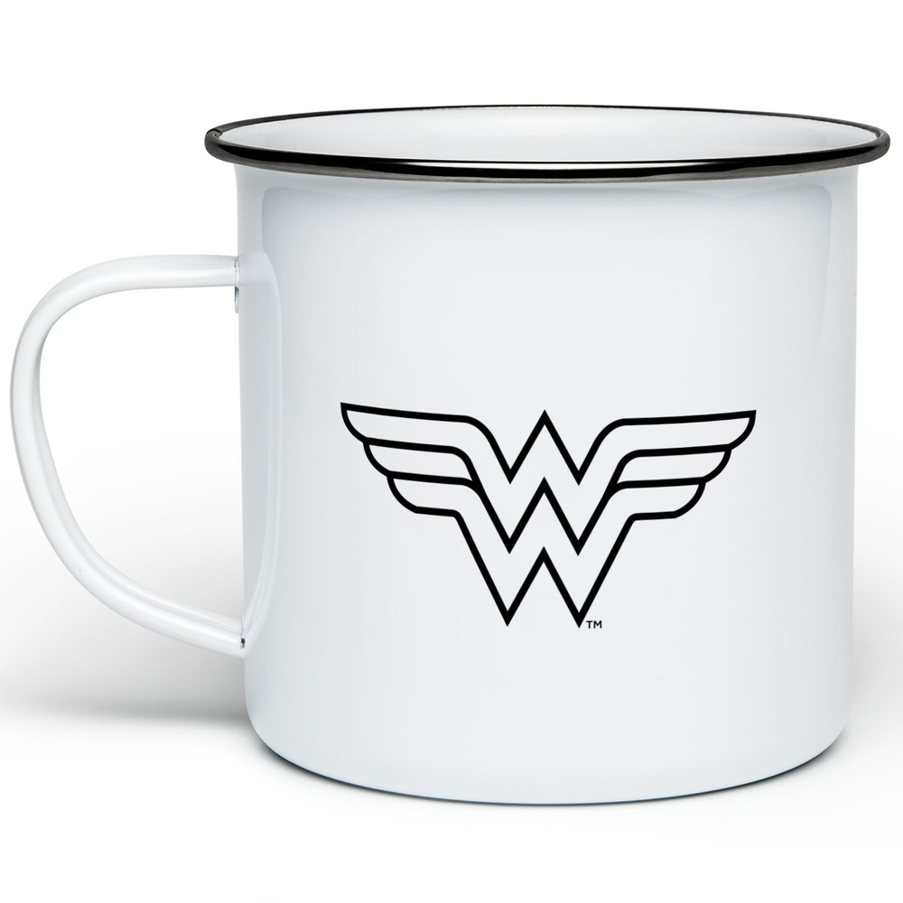 Wonder Woman Logo Enamel Mug - White Image 1