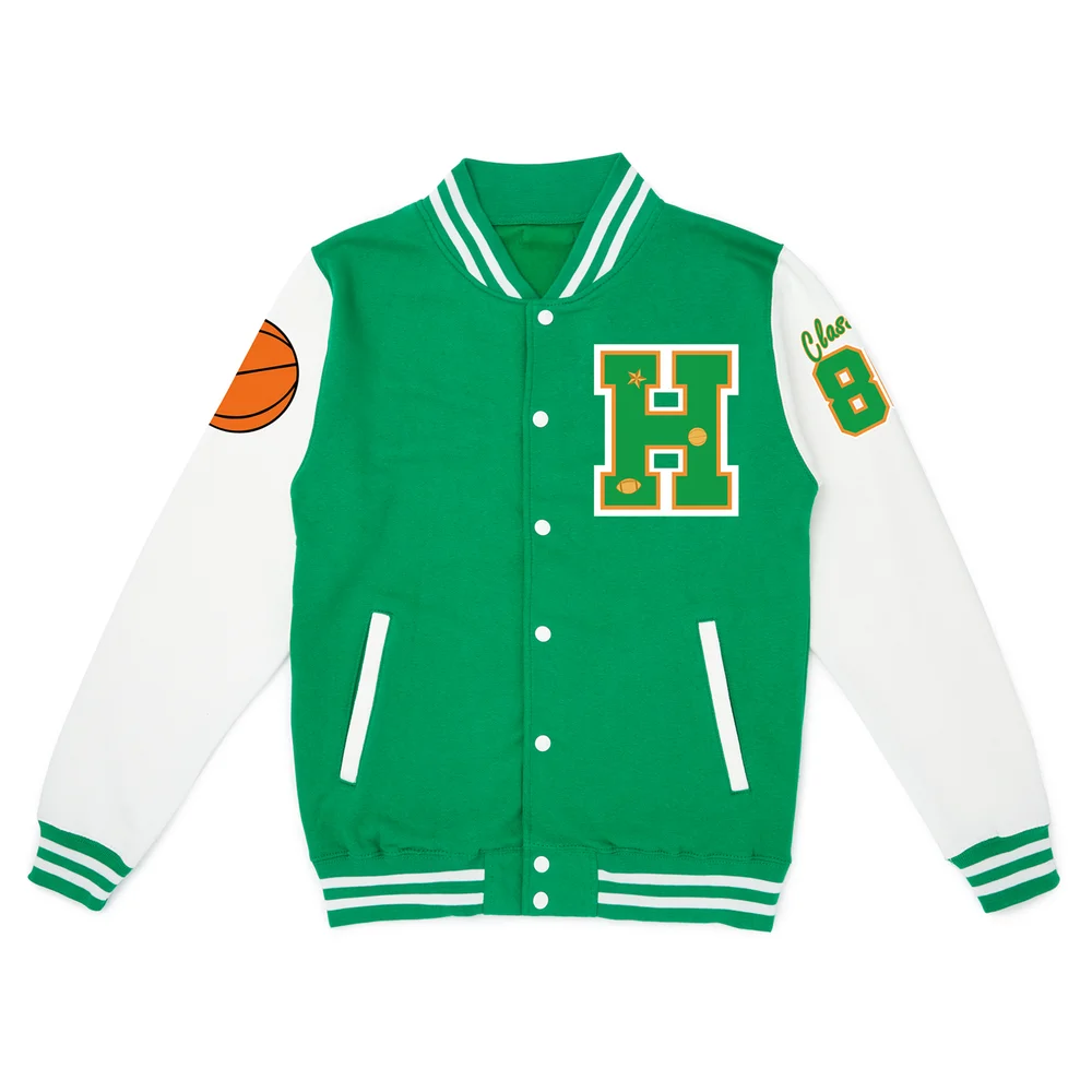 Stranger Things Hawkins High School Varsity Jacket & Patches - Green/White - M Image 1