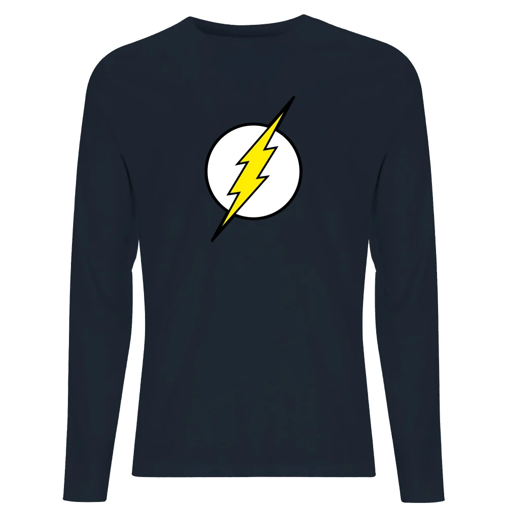 Justice League Flash Logo Men's Long Sleeve T-Shirt - Navy - S Image 1