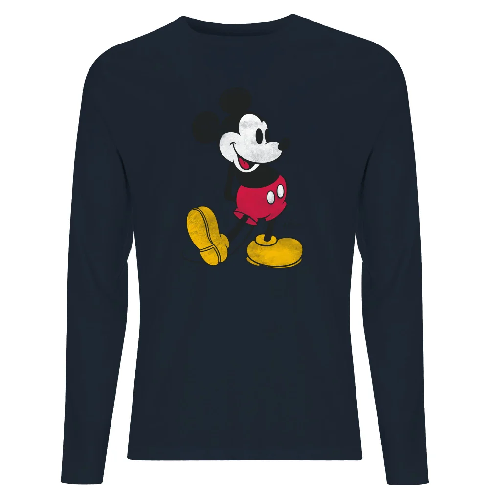 Disney Mickey Mouse Classic Kick Men's Long Sleeve T-Shirt - Navy - S Image 1