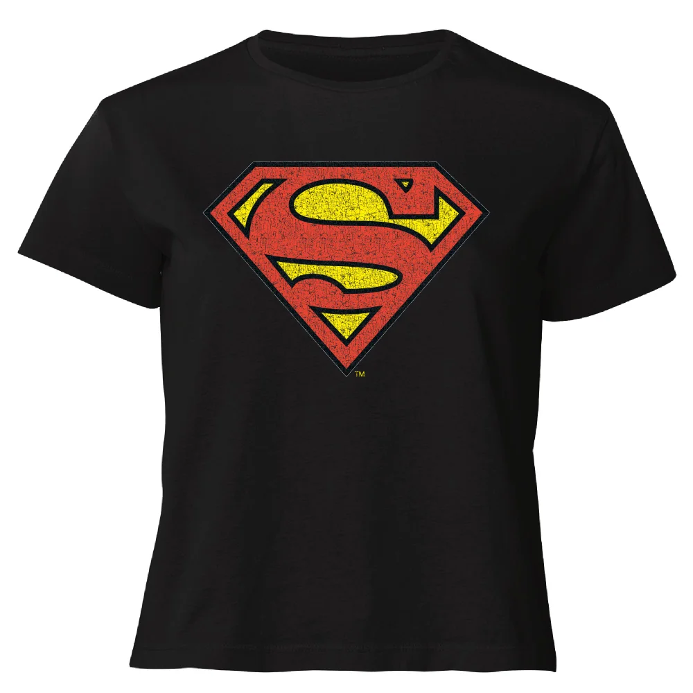 Official Superman Crackle Logo Women's Cropped T-Shirt - Black - XS Image 1