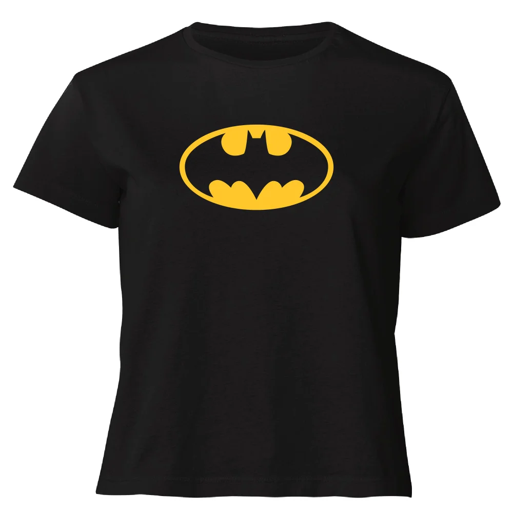 Justice League Batman Logo Women's Cropped T-Shirt - Black - XS Image 1