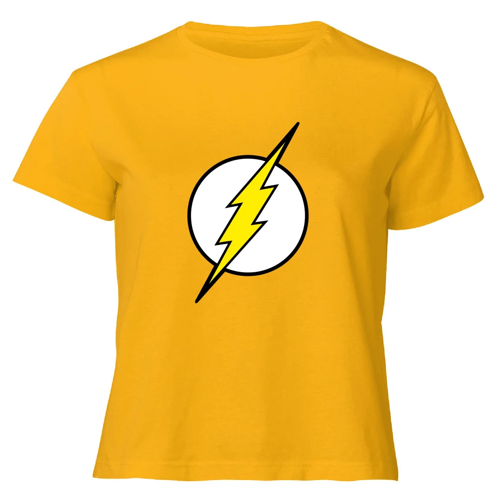 Justice League Flash Logo Women's Cropped T-Shirt - Mustard - XS Image 1