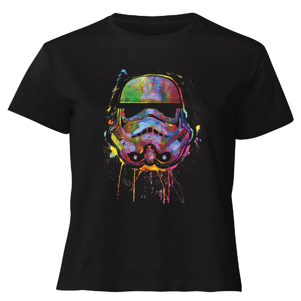 Star Wars Paint Splat Stormtrooper Women's Cropped T-Shirt - Black - XS Image 1