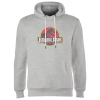 Jurassic Park Logo Vintage Hoodie - Grey