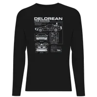 Back To The Future Delorean Schematic Men's Long Sleeve T-Shirt - Black - undefined undefined