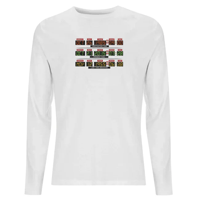 Back To The Future Destination Clock Men's Long Sleeve T-Shirt - White