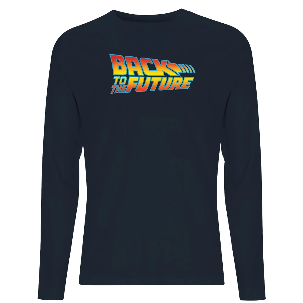 Back To The Future Classic Logo Men's Long Sleeve T-Shirt - Navy - S Image 1