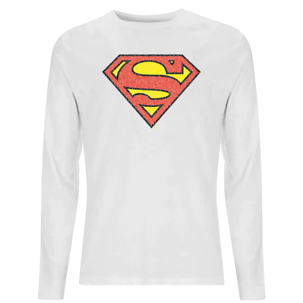 Official Superman Crackle Logo Men's Long Sleeve T-Shirt - White - S Image 1