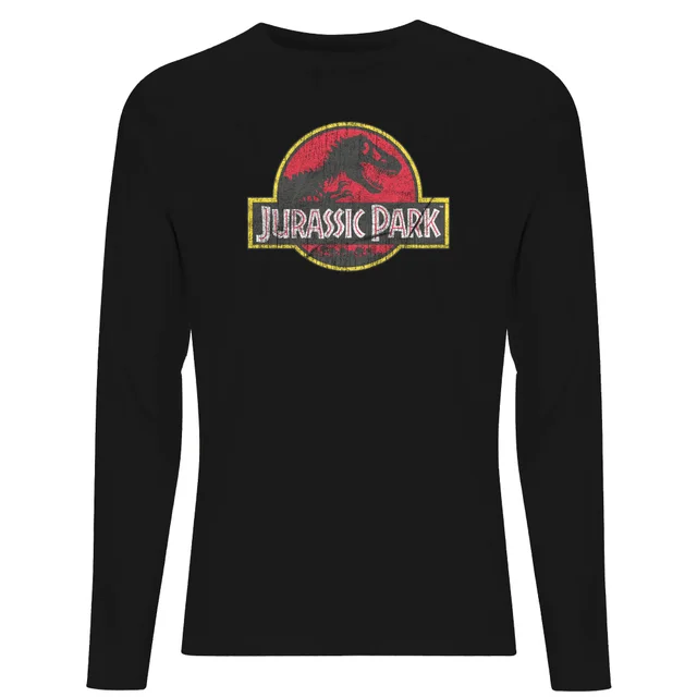 Jurassic Park Logo Vintage Men's Long Sleeve T-Shirt - Black
