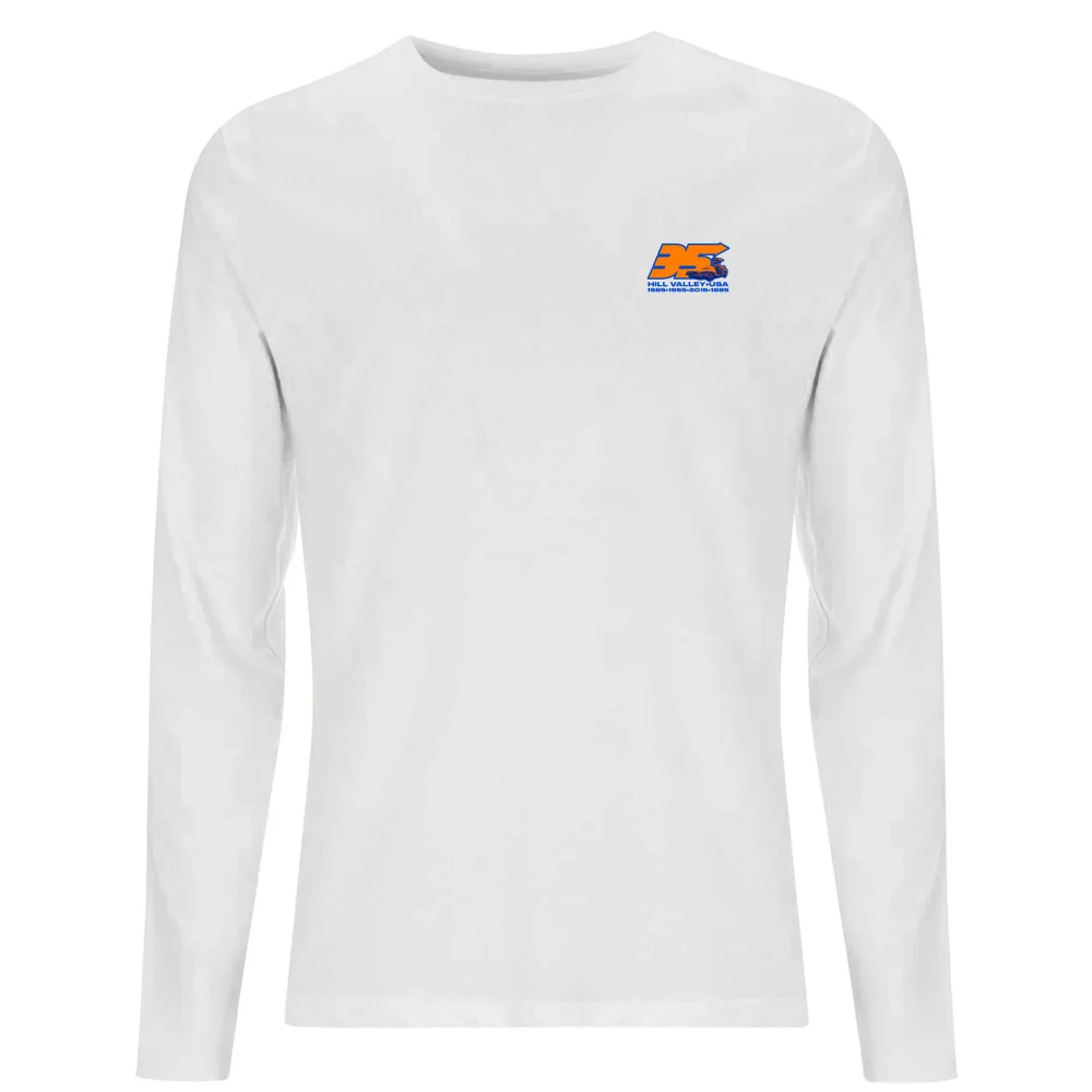 Back To The Future 35 Hill Valley Front Men's Long Sleeve T-Shirt - White - XS Image 1