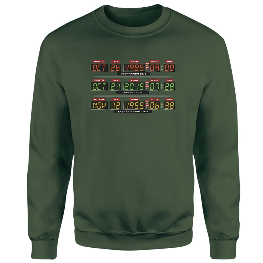 Back To The Future Destination Clock Sweatshirt - Green - XS Image 1