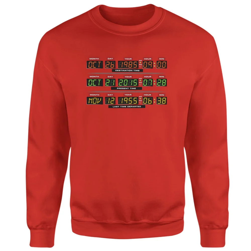Back To The Future Destination Clock Sweatshirt - Red - XS Image 1