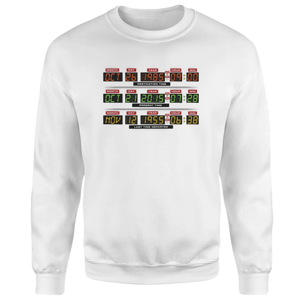 Back To The Future Destination Clock Sweatshirt - White - XS Image 1