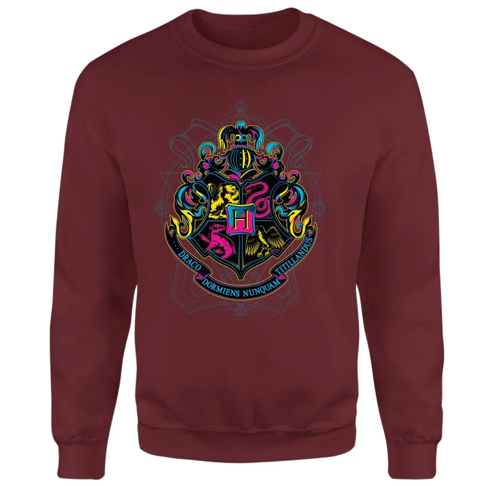 Harry Potter Hogwarts Neon Crest Sweatshirt - Burgundy - S Image 1