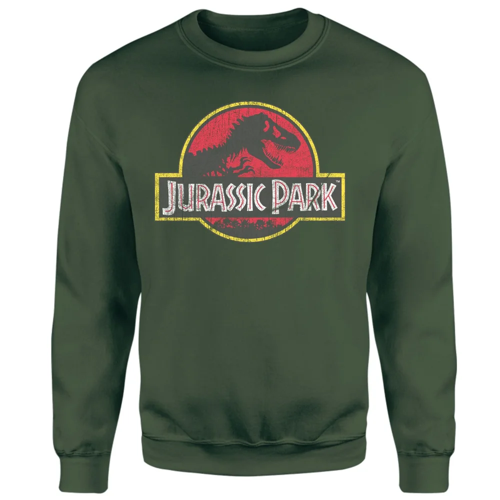Jurassic Park Logo Vintage Sweatshirt - Green - S Image 1