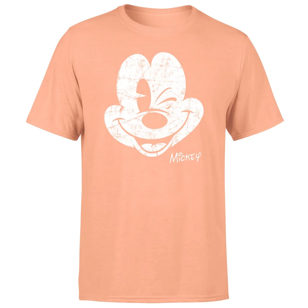 Mickey Mouse Worn Face Men's T-Shirt - Coral - S Image 1