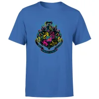 Harry Potter Hogwarts Neon Crest Men's T-Shirt - Blue