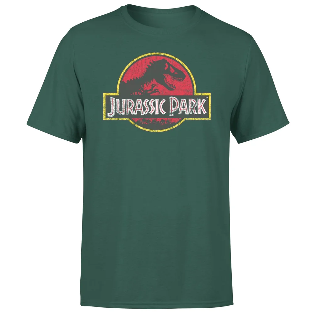Jurassic Park Logo Vintage Men's T-Shirt - Green - S Image 1