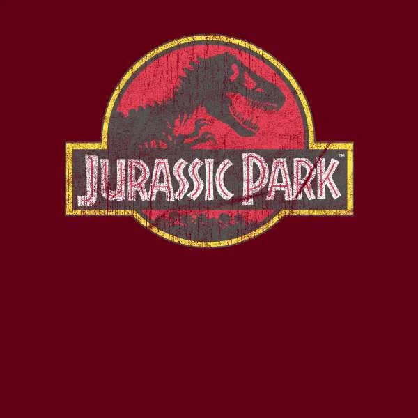 Jurassic Park Logo Vintage Men's T-Shirt - Burgundy