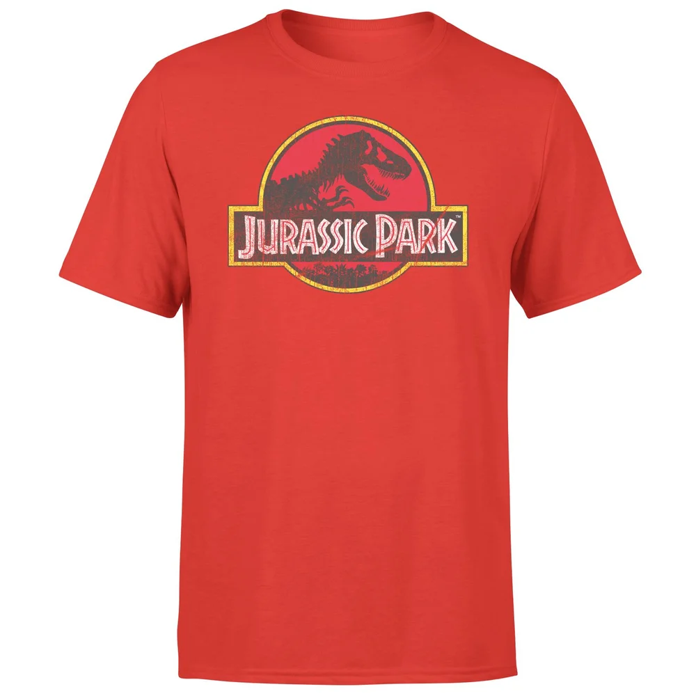 Jurassic Park Logo Vintage Men's T-Shirt - Red - S Image 1