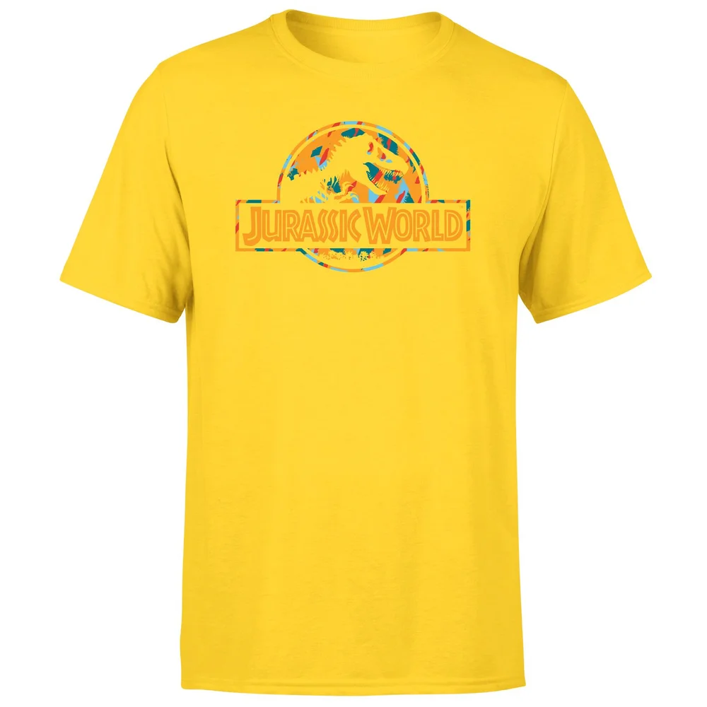 Jurassic Park Logo Tropical Men's T-Shirt - Yellow - S Image 1