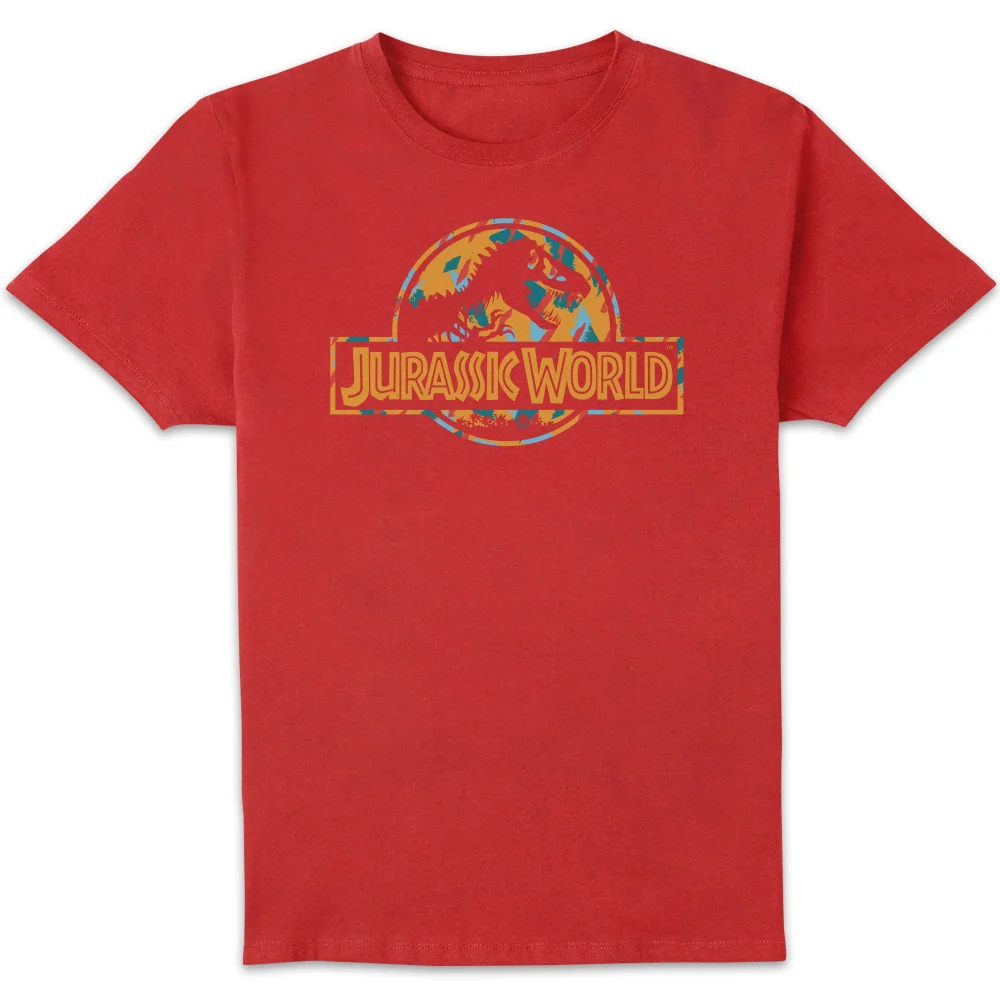 Jurassic Park Logo Tropical Men's T-Shirt - Red - S Image 1