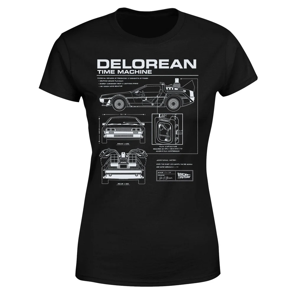 Back To The Future Delorean Schematic Women's T-Shirt - Black - XS Image 1