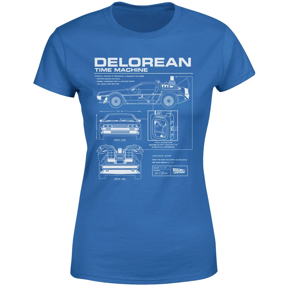 Back To The Future Delorean Schematic Women's T-Shirt - Blue - L Image 1