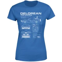 Back To The Future Delorean Schematic Women's T-Shirt - Blue