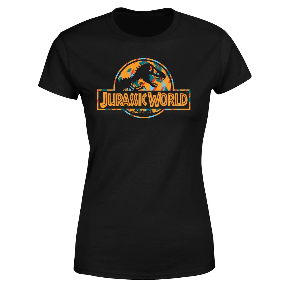 Jurassic Park Logo Tropical Women's T-Shirt - Black - XS Image 1