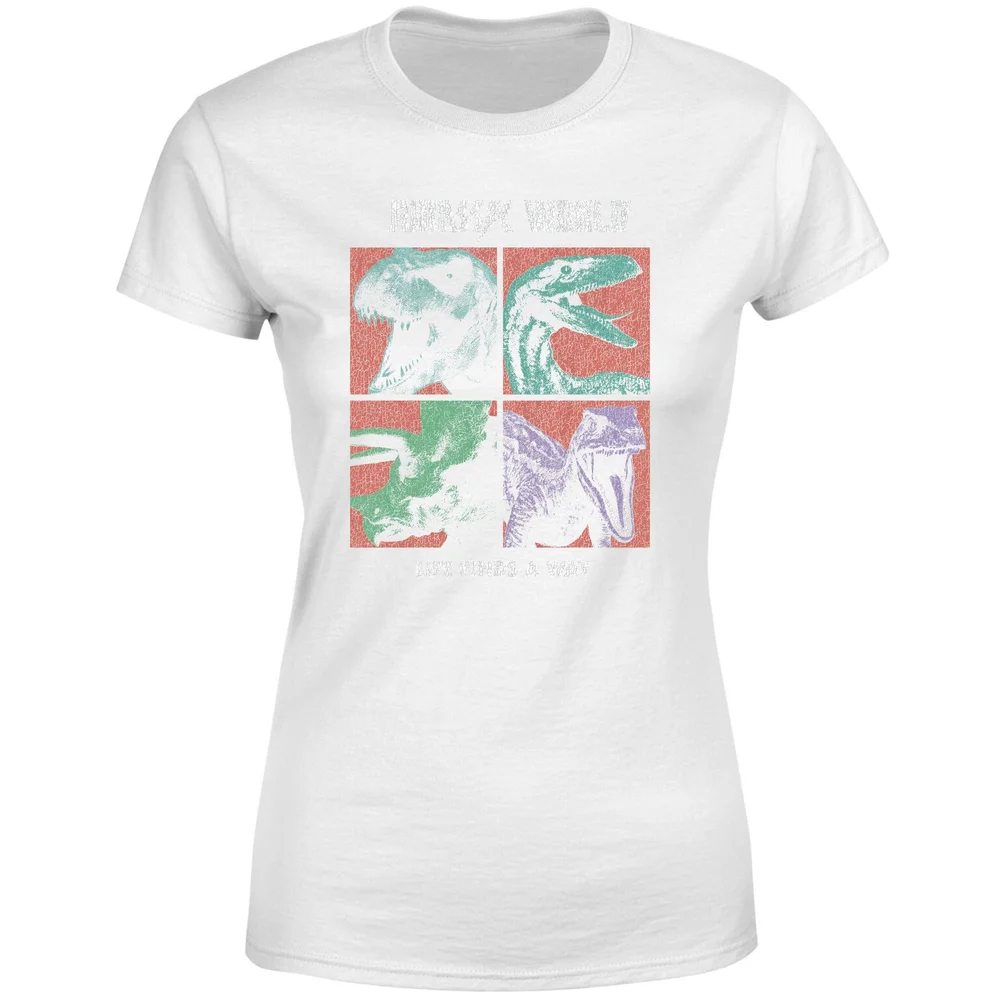 Jurassic Park World Four Colour Faces Women's T-Shirt - White - XS Image 1