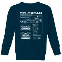 Back To The Future Delorean Schematic Kids' Sweatshirt - Navy