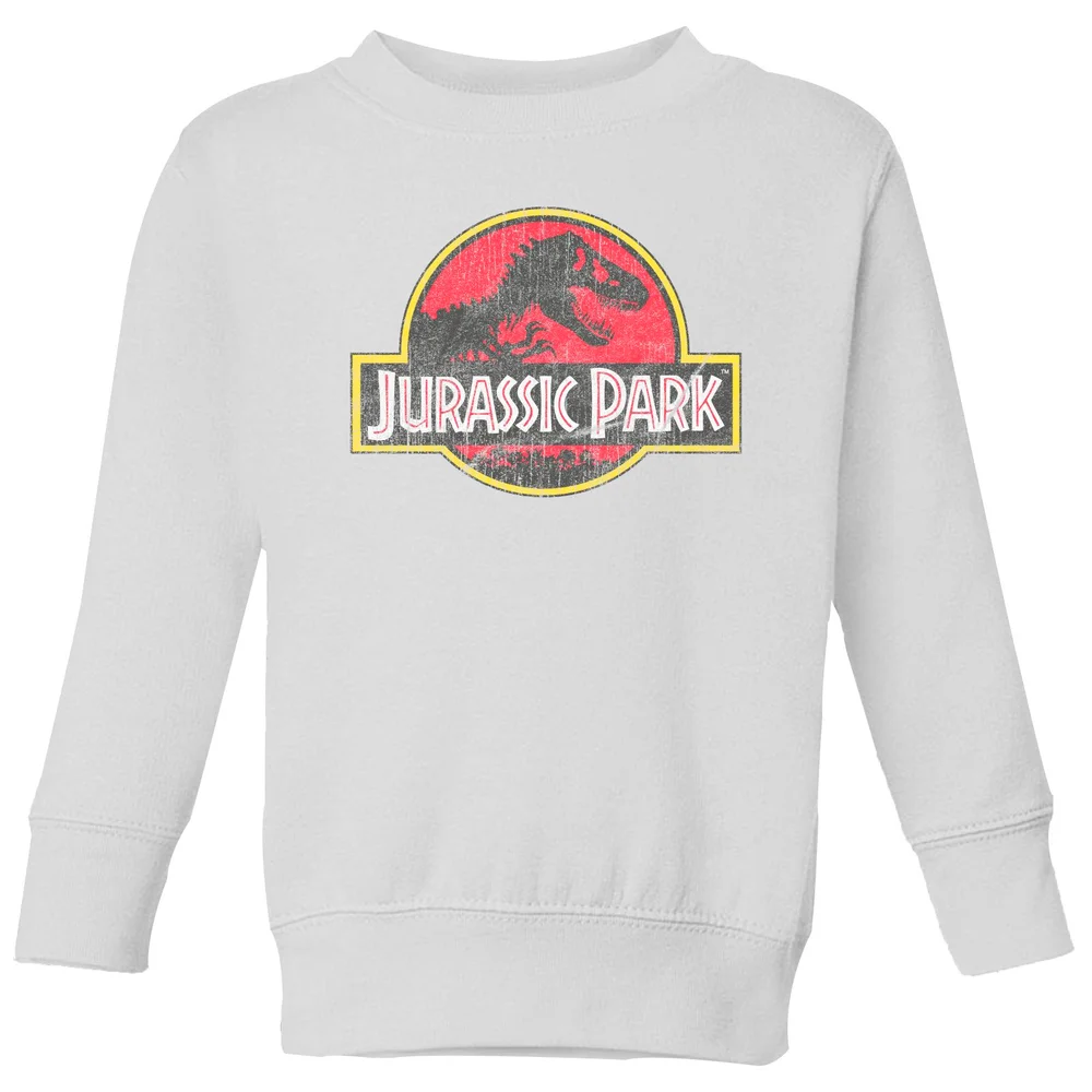 Jurassic Park Logo Vintage Kids' Sweatshirt - White - 7-8 Years Image 1