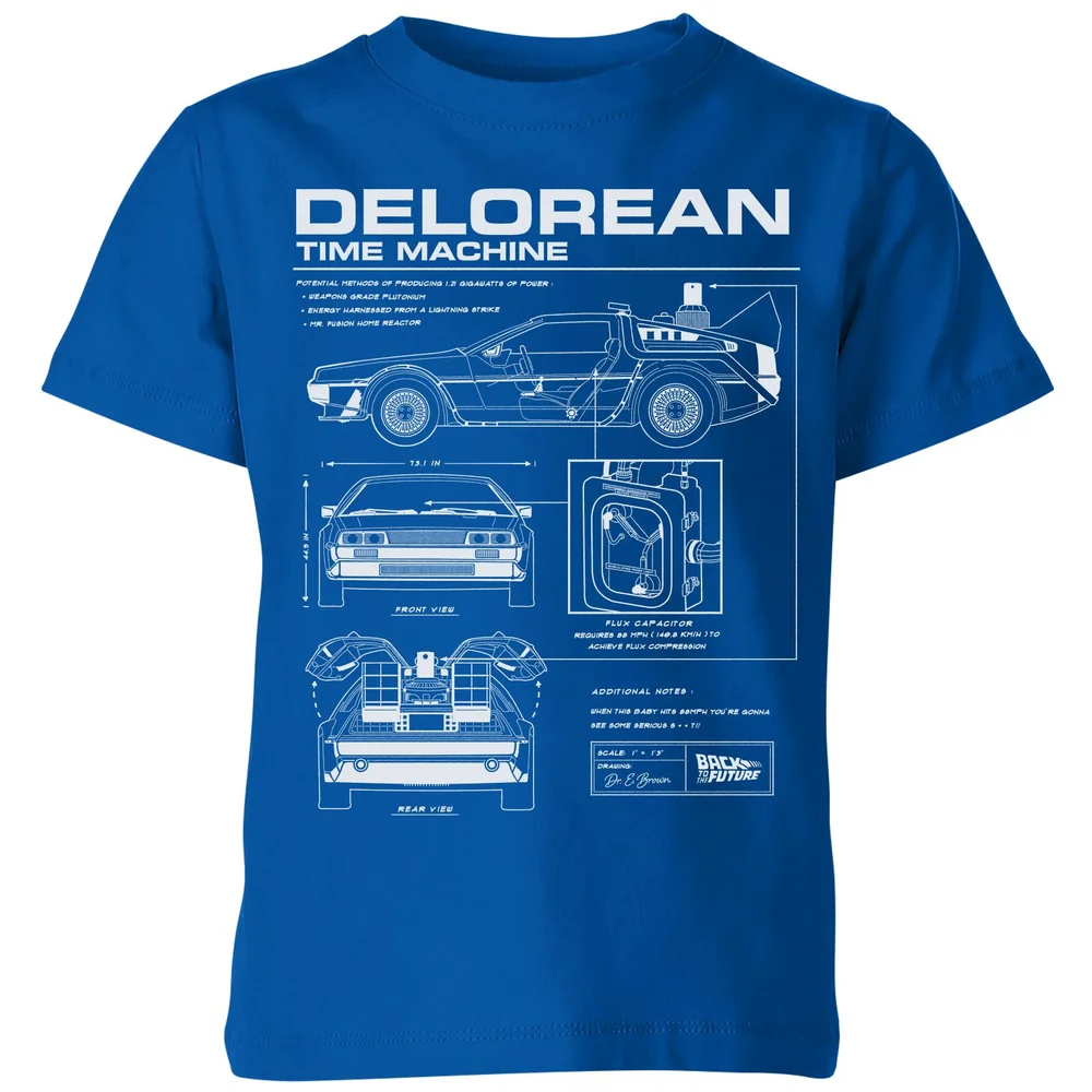 Back To The Future Delorean Schematic Kids' T-Shirt - Blue - 3-4 Years Image 1