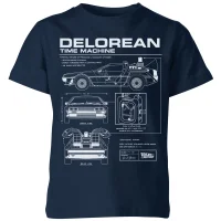 Back To The Future Delorean Schematic Kids' T-Shirt - Navy - undefined undefined
