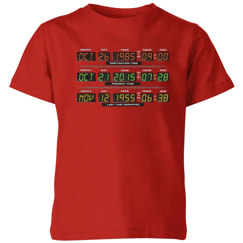 Back To The Future Destination Clock Kids' T-Shirt - Red - 3-4 Years Image 1