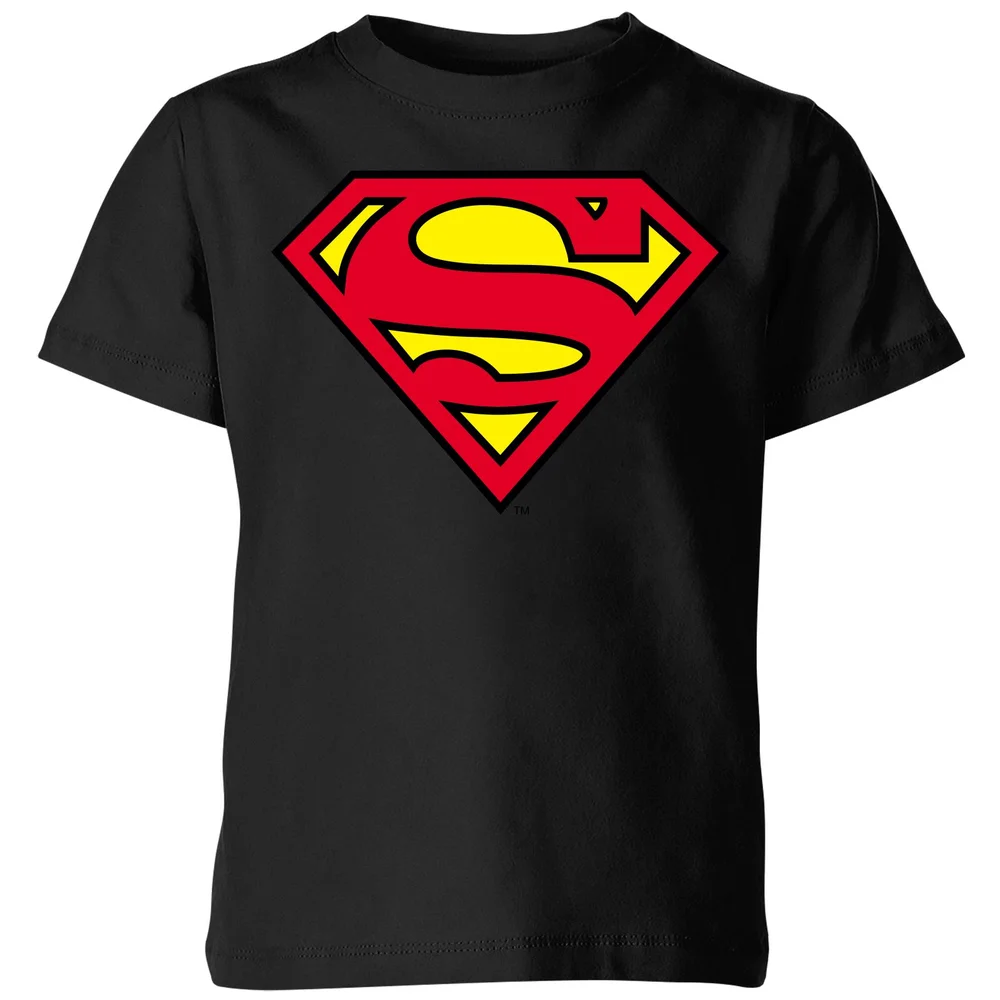 Official Superman Shield Kids' T-Shirt - Black - 3-4 Years Image 1