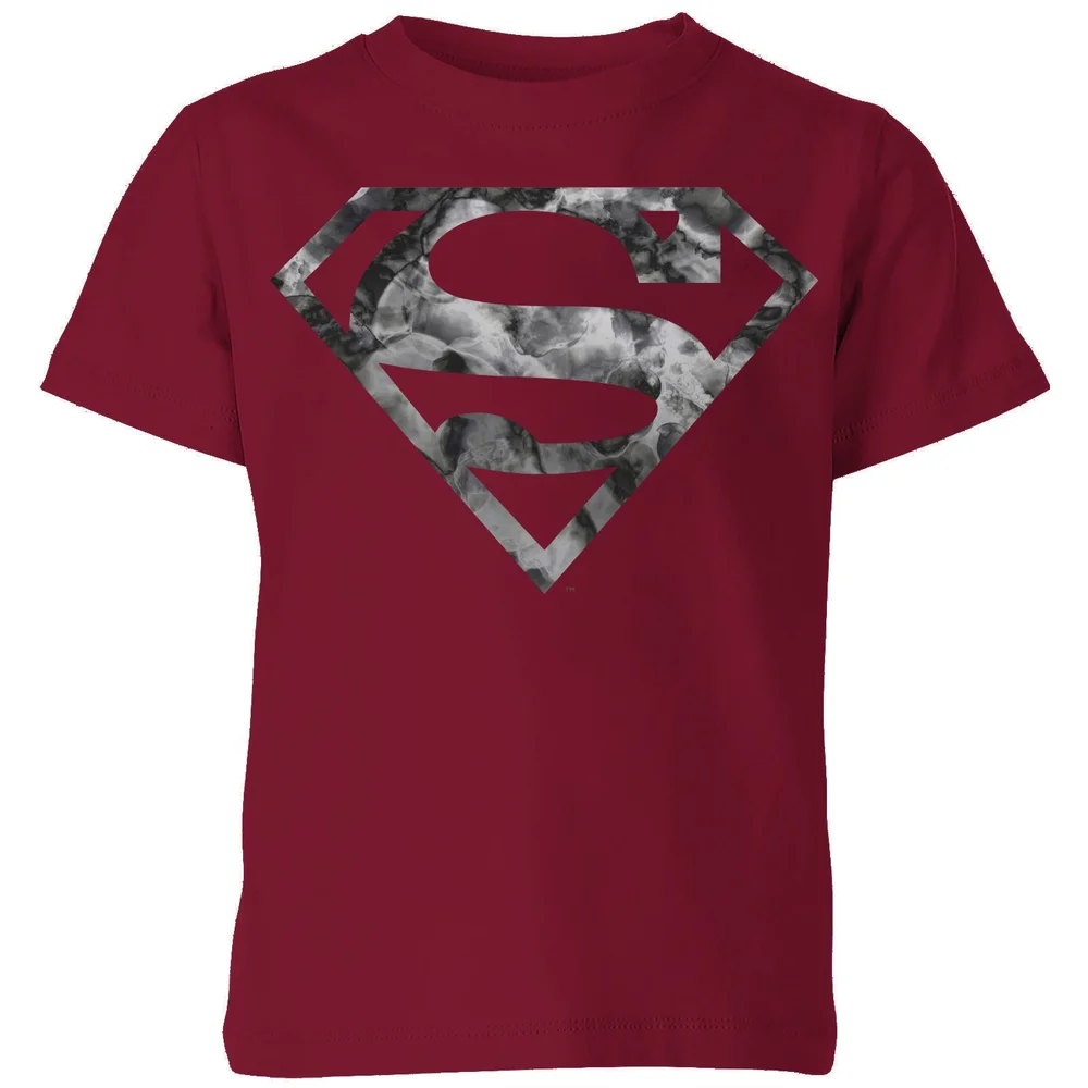 Marble Superman Logo Kids' T-Shirt - Burgundy - 3-4 Years Image 1