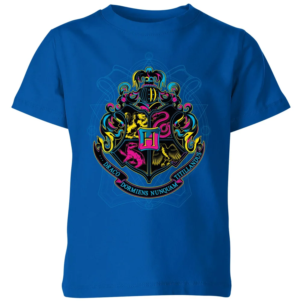 Harry Potter Hogwarts Neon Crest Kids' T-Shirt - Blue - 3-4 Years Image 1