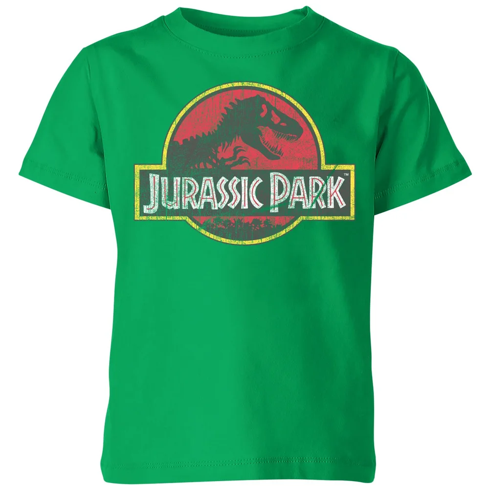 Jurassic Park Logo Vintage Kids' T-Shirt - Green - 3-4 Years Image 1