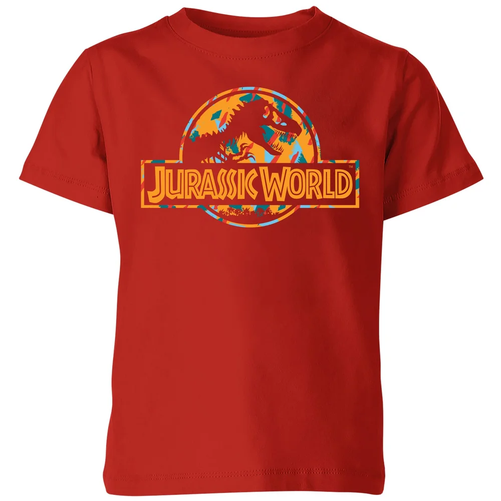 Jurassic Park Logo Tropical Kids' T-Shirt - Red - 3-4 Years Image 1