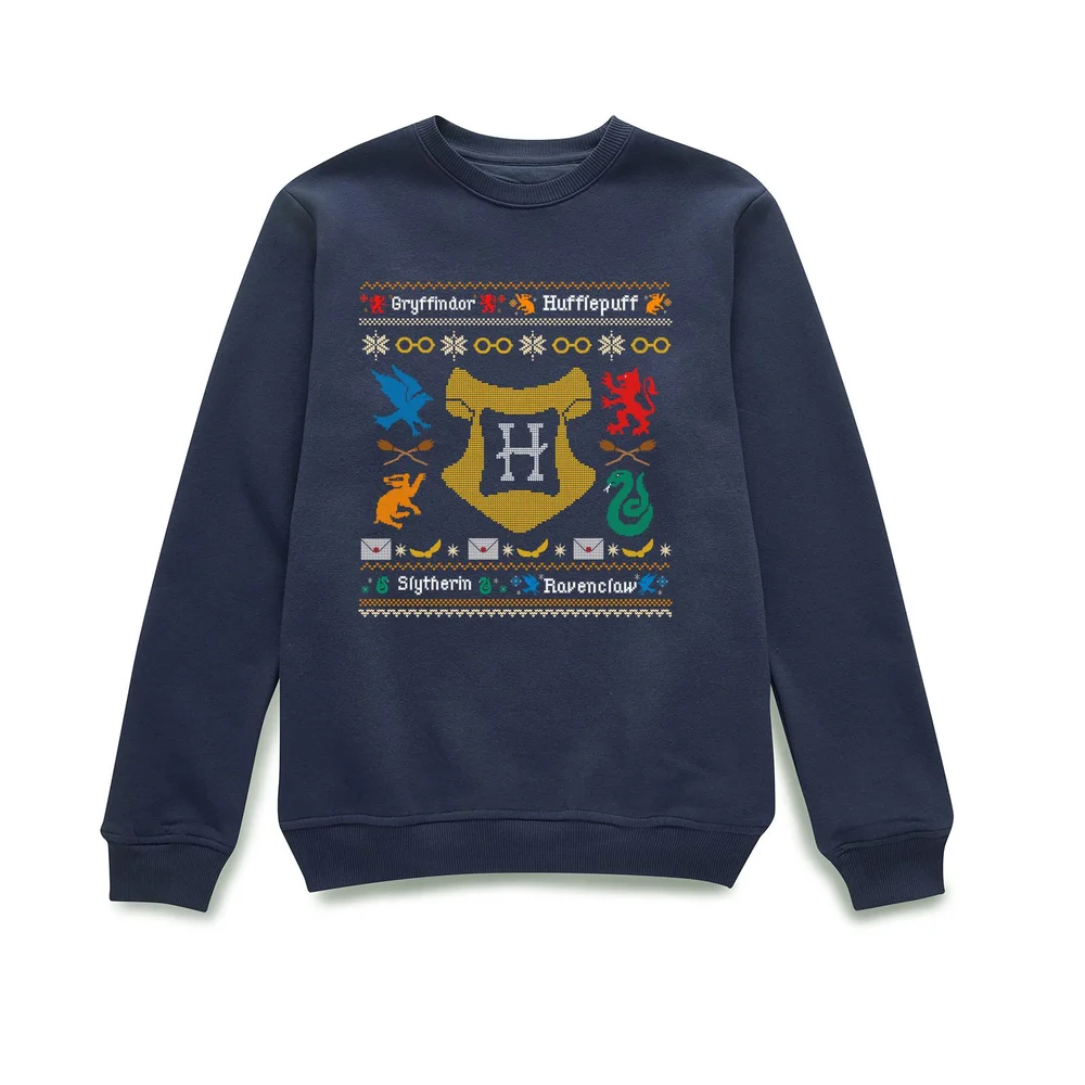 Harry Potter Houses Christmas Jumper - Navy - L Image 1