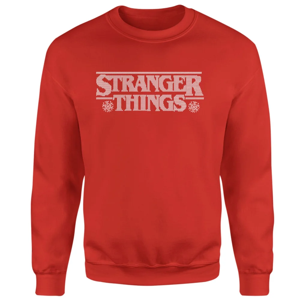 Stranger Things Fairisle Logo Christmas Jumper - Red - S Image 1