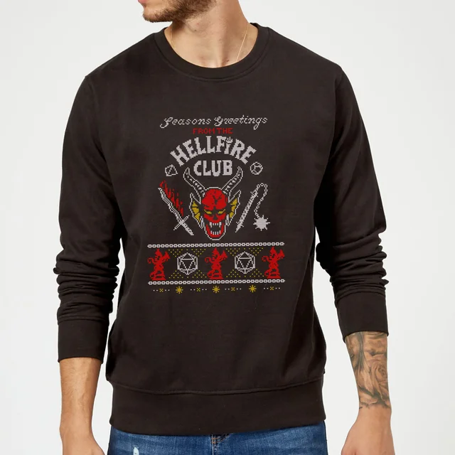 Stranger Things Hellfire Club Christmas Christmas Jumper - Black
