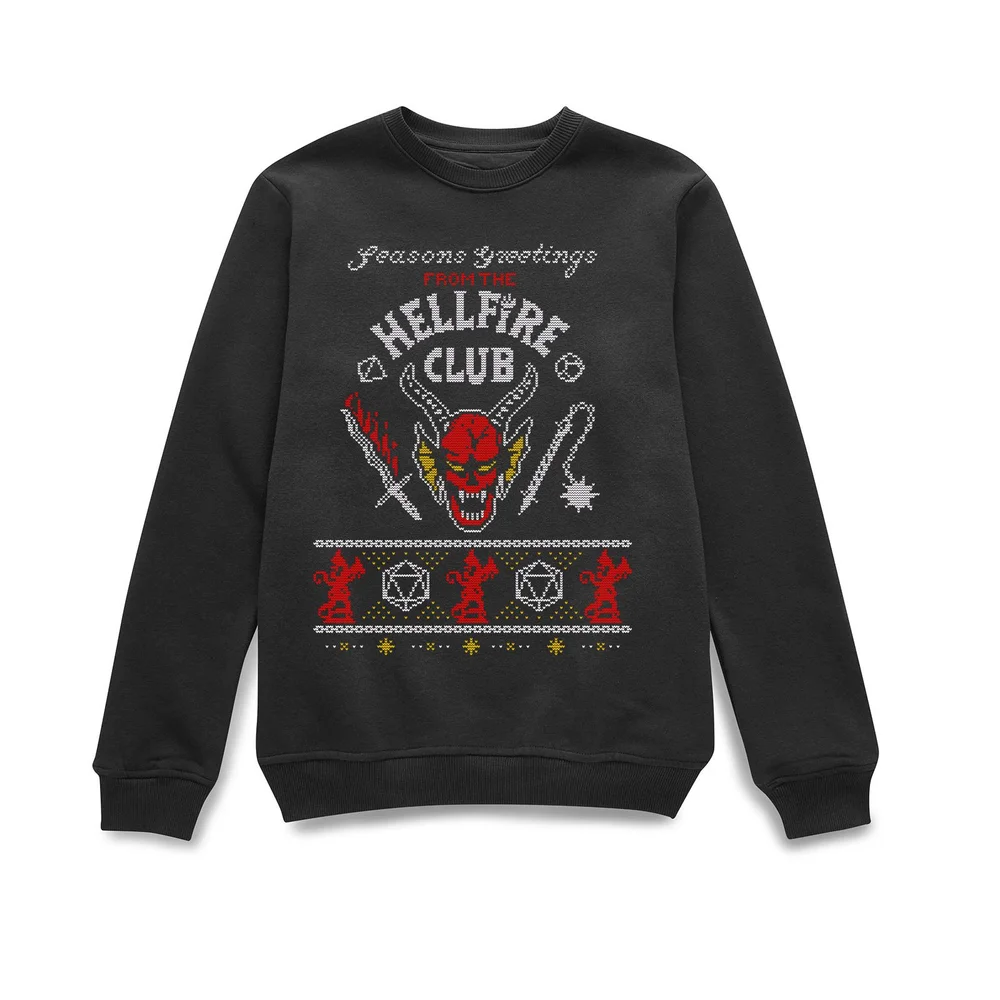Stranger Things Hellfire Club Christmas Christmas Jumper - Black - S Image 1