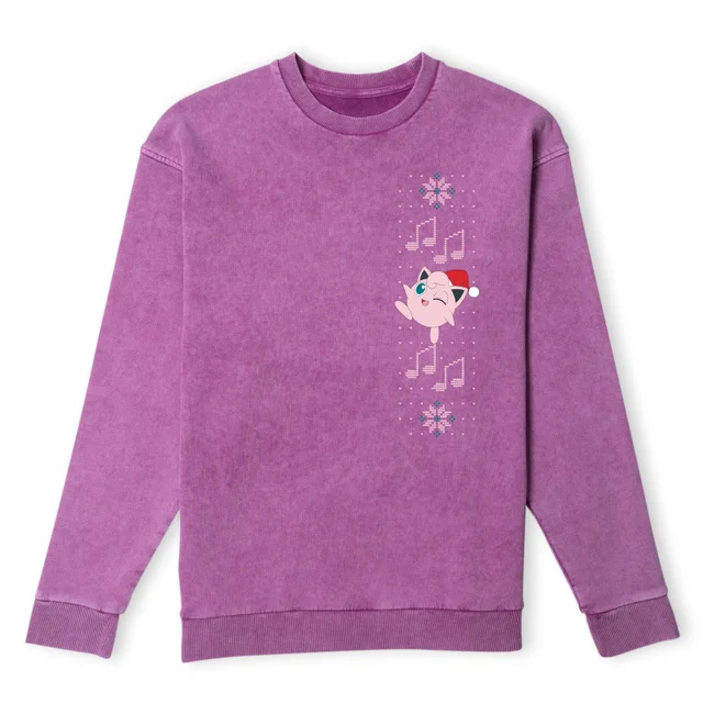 Pokemon Jigglypuff Wave Christmas Jumper - Purple Acid Wash