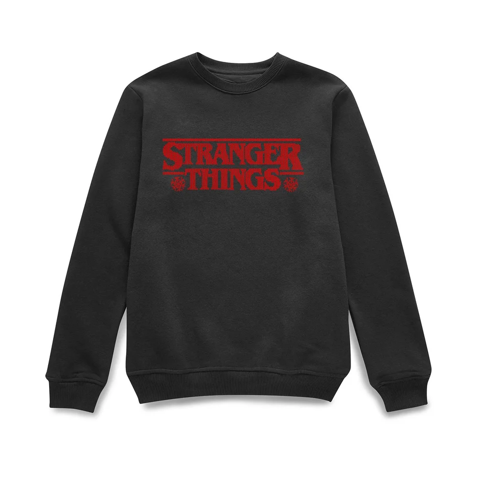 Stranger Things Fairisle Logo Christmas Jumper - Black - S Image 1