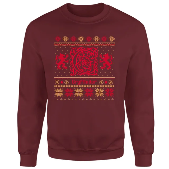 Harry Potter Gryffindor Christmas Christmas Jumper - Burgundy